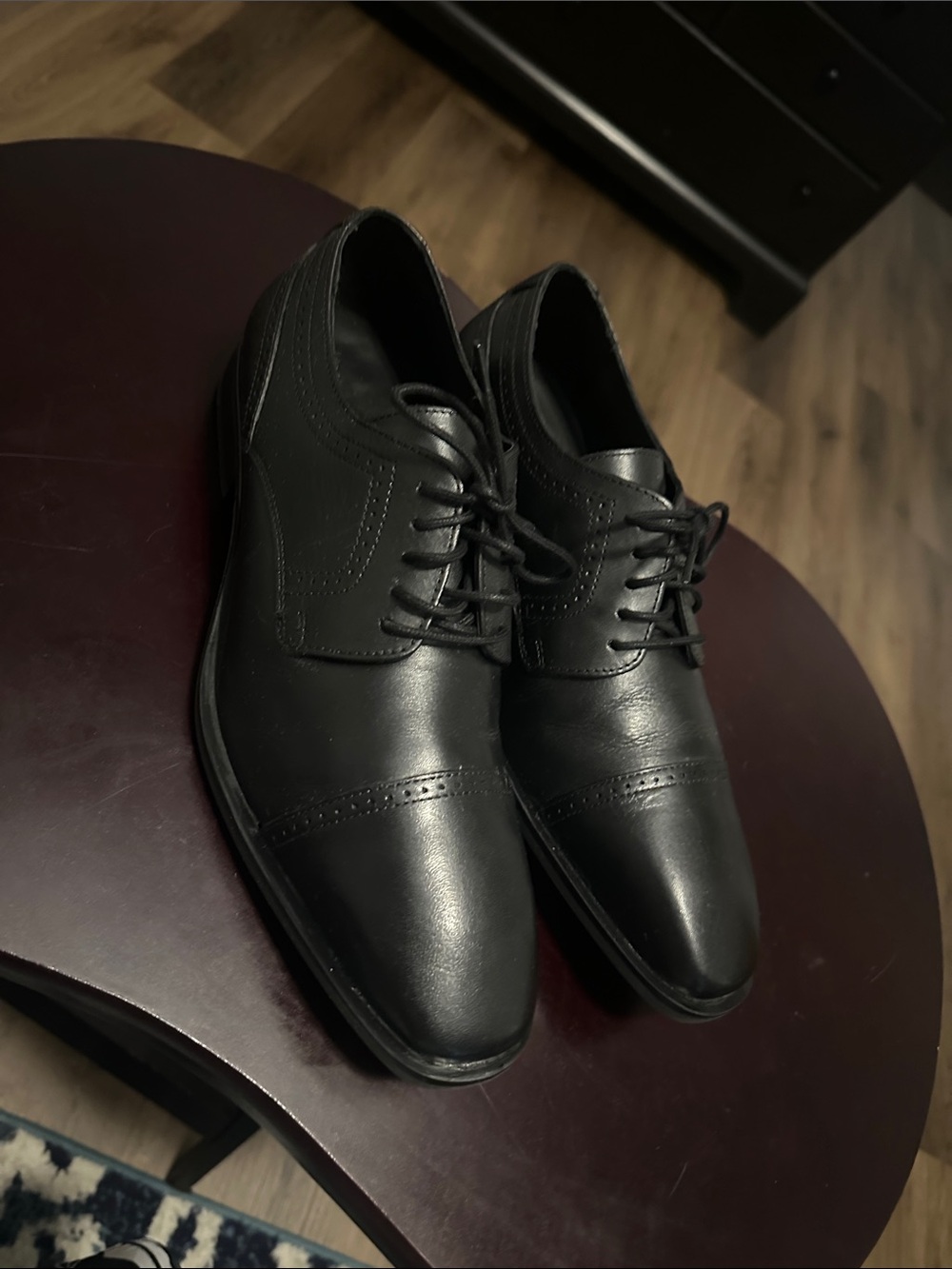 Franco Fortini Black Men's Leather Cap-Toe Oxfords